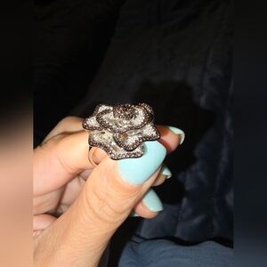 Sale Fine Jewelry Chocolate   Pave Flower Ring Size: 8.5 Retail$825